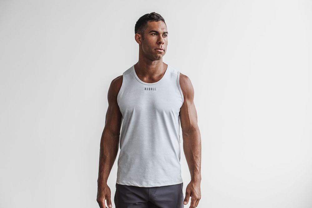 NOBULL Men's Lightweight Textu Tank Tops - Frost Camo - Ireland (9621AQWBI)